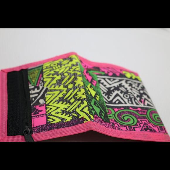 VINTAGE 80/90 YEARS FLUO GRAPHIC WALLET Pink kids retro - Picture 5 of 7